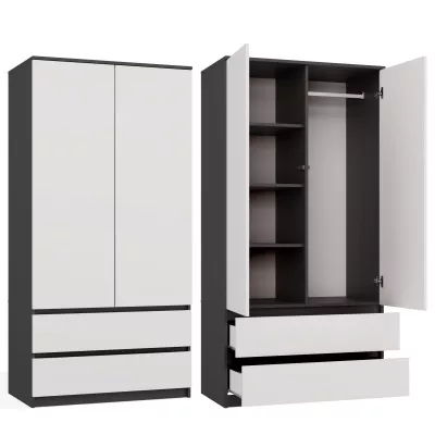 Előszobai szekrény 90 cm TAAVI - antracit / fehér