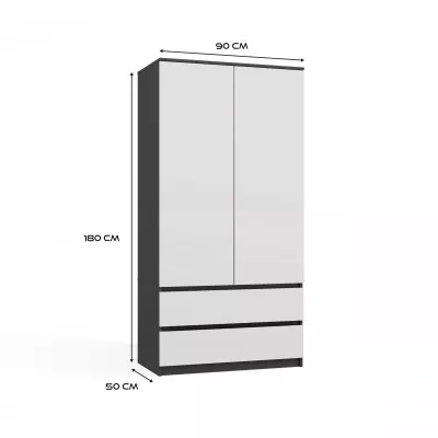 Előszobai szekrény 90 cm TAAVI - antracit / fehér