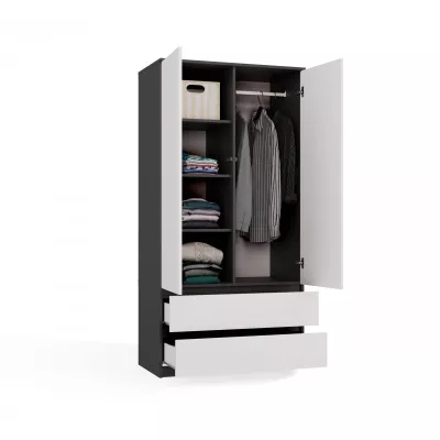 Előszobai szekrény 90 cm TAAVI - antracit / fehér