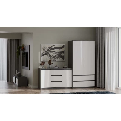 Előszobai szekrény 90 cm TAAVI - antracit / fehér