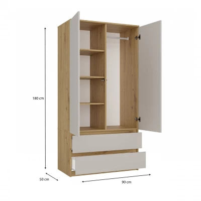 Előszobai gardrób 90 cm TAAVI - artisan tölgy / kasmír
