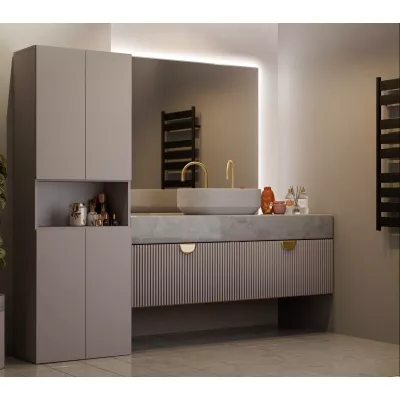 Fürdőszobaszekrény 60 cm szennyestartó kosárral és polccal ATSO 6 - szürke