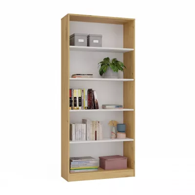 Keskeny könyvespolc RAUNO - 80 cm, artisan tölgy / fehér