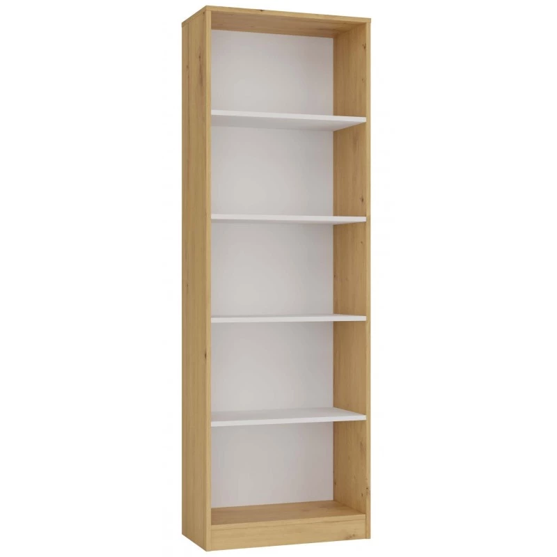 Keskeny könyvespolc RAUNO - 60 cm, artisan tölgy / fehér