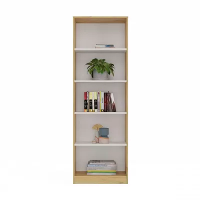 Keskeny könyvespolc RAUNO - 60 cm, artisan tölgy / fehér