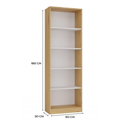 Keskeny könyvespolc RAUNO - 60 cm, artisan tölgy / fehér