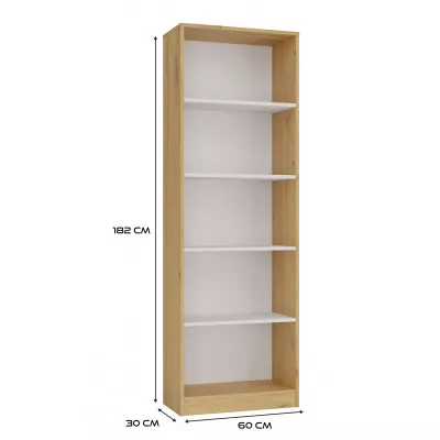 Keskeny könyvespolc RAUNO - 60 cm, artisan tölgy / fehér