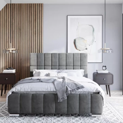 Modern ágy 160x200 ARLETE 2 tárolóhellyel - szürke