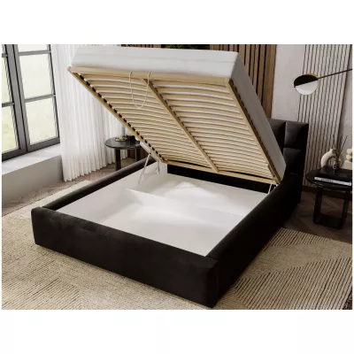 Kárpitozott ágy 140x200 RICARDINA 2 steppelt fejtámlával - sötétkék