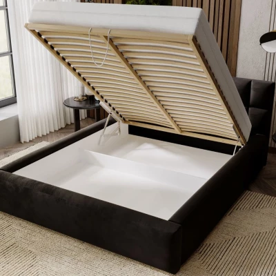 Kárpitozott ágy 160x200 RICARDINA 2 steppelt fejtámlával - sötétkék