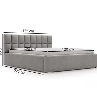 Kárpitozott ágy 120x200 RICARDINA steppelt fejtámlával - fekete