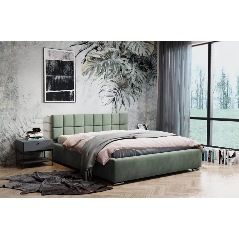 Kárpitozott ágy 120x200 RICARDINA steppelt fejtámlával - menta