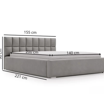 Kárpitozott ágy 140x200 RICARDINA steppelt fejtámlával - menta