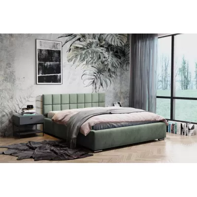 Kárpitozott ágy 140x200 RICARDINA steppelt fejtámlával - menta