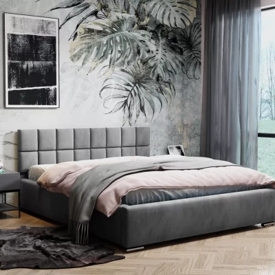 Kárpitozott ágy 160x200 RICARDINA steppelt fejtámlával - szürke