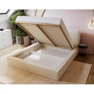Kárpitozott egyszemélyes ágy 140x200 NIDIA 2 tárolóhellyel - szürke