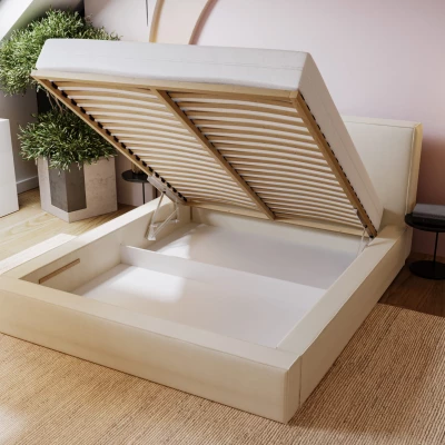Kárpitozott egyszemélyes ágy 140x200 NIDIA 2 tárolóhellyel - fekete