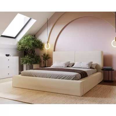 Kárpitozott egyszemélyes ágy 140x200 NIDIA 2 tárolóhellyel - vanília