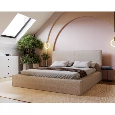 Kárpitozott egyszemélyes ágy 140x200 NIDIA 2 tárolóhellyel - bézs