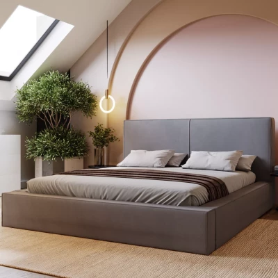 Kárpitozott egyszemélyes ágy 160x200 NIDIA 2 tárolóhellyel - szürke
