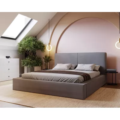 Kárpitozott egyszemélyes ágy 160x200 NIDIA 2 tárolóhellyel - szürke