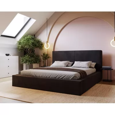 Kárpitozott egyszemélyes ágy 160x200 NIDIA 2 tárolóhellyel - fekete