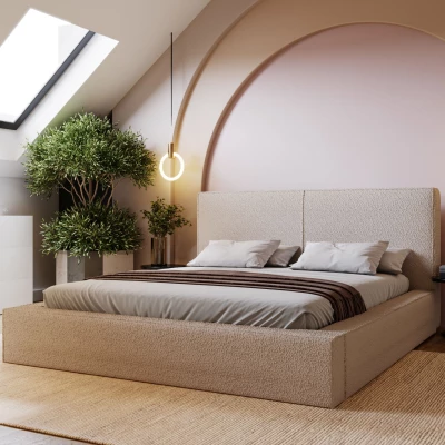 Kárpitozott egyszemélyes ágy 160x200 NIDIA 2 tárolóhellyel - bézs