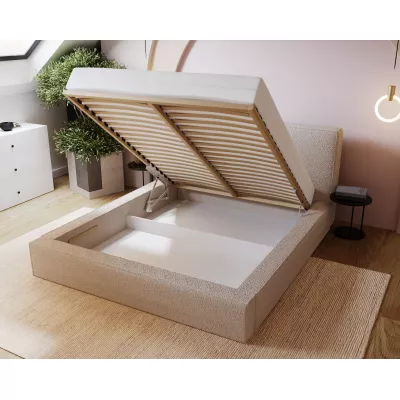 Kárpitozott egyszemélyes ágy 160x200 NIDIA 2 tárolóhellyel - bézs