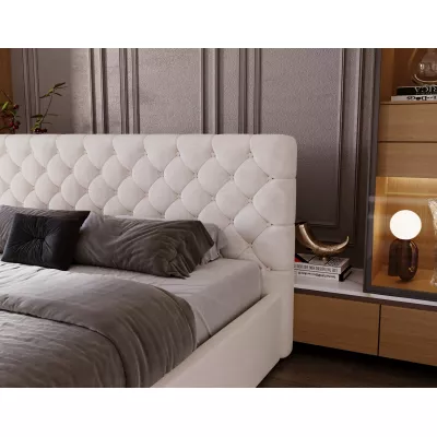 Kényelmes kárpitozott ágy 180x200 MARLISA SLIM 2 tárolóhellyel - vanília