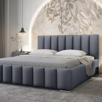 Elegáns kárpitozott ágy 120x200 MADALENA 2 tárolóhellyel - szürke