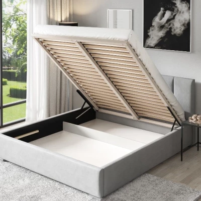 Elegáns kárpitozott ágy 120x200 MADALENA 2 tárolóhellyel - fekete