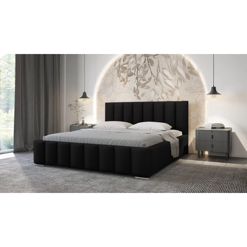 Elegáns kárpitozott ágy 120x200 MADALENA 2 tárolóhellyel - fekete