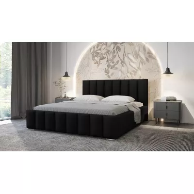 Elegáns kárpitozott ágy 120x200 MADALENA 2 tárolóhellyel - fekete