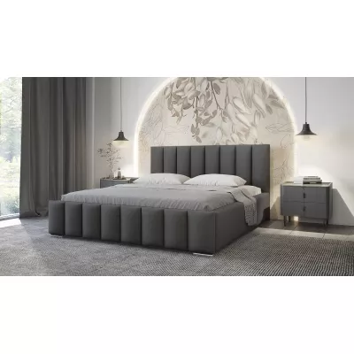 Elegáns kárpitozott ágy 140x200 MADALENA 2 tárolóhellyel - sötétszürke
