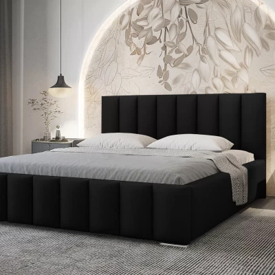 Elegáns kárpitozott ágy 160x200 MADALENA 2 tárolóhellyel - fekete