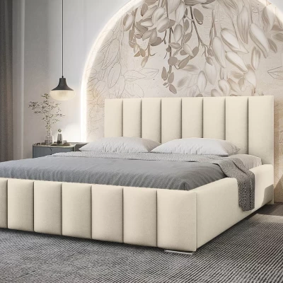 Elegáns kárpitozott ágy 160x200 MADALENA 2 tárolóhellyel - vanília