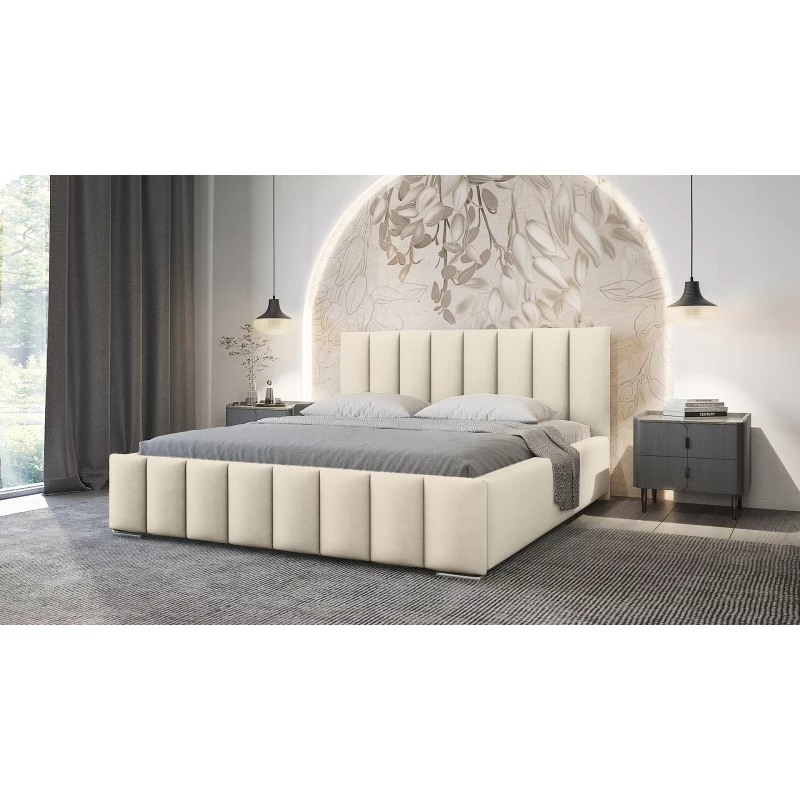 Elegáns kárpitozott ágy 160x200 MADALENA 2 tárolóhellyel - vanília