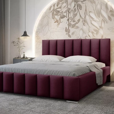 Elegáns kárpitozott ágy 120x200 MADALENA - bordó