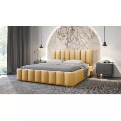 Elegáns kárpitozott ágy 140x200 MADALENA - sárga