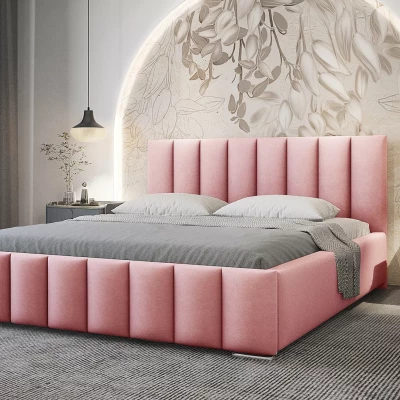 Elegáns kárpitozott ágy 140x200 MADALENA - rózsaszín