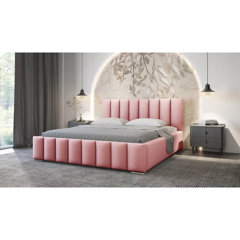 Elegáns kárpitozott ágy 140x200 MADALENA - rózsaszín