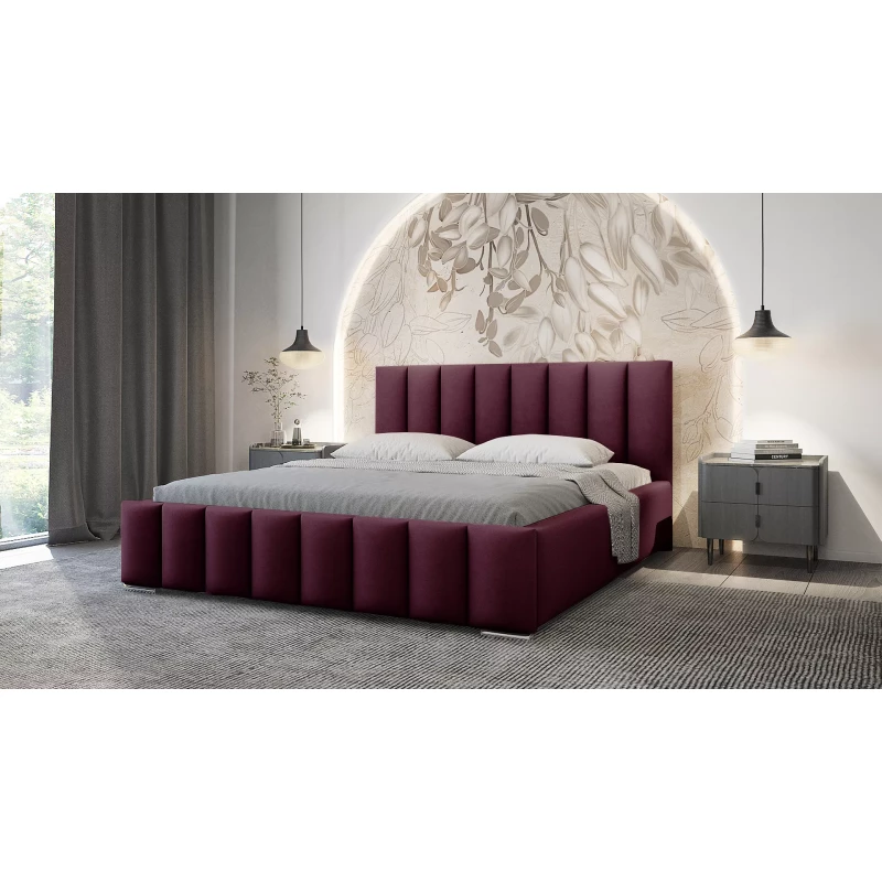 Elegáns kárpitozott ágy 160x200 MADALENA - bordó