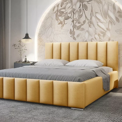 Elegáns kárpitozott ágy 160x200 MADALENA - sárga