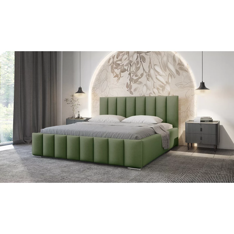 Elegáns kárpitozott ágy 160x200 MADALENA - khaki