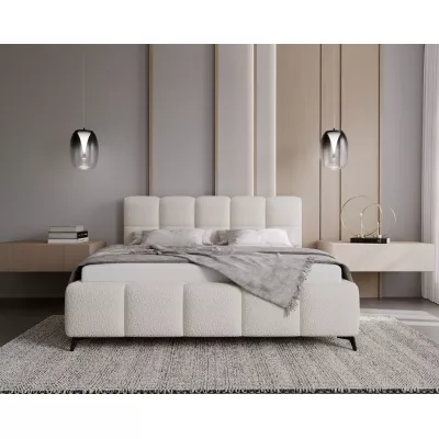Kárpitozott ágy 140x200 ARMINDA 2 tárolóhellyel - krémfehér
