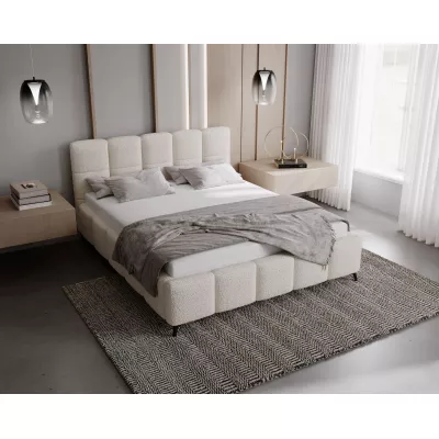 Kárpitozott ágy 140x200 ARMINDA 2 tárolóhellyel - krémfehér