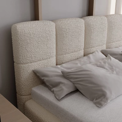 Kárpitozott ágy 160x200 ARMINDA 2 tárolóhellyel - krémfehér