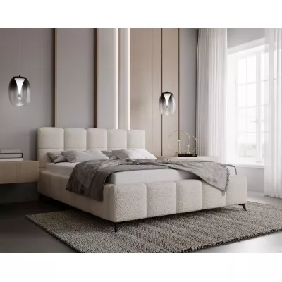 Kárpitozott ágy 160x200 ARMINDA 2 tárolóhellyel - krémfehér