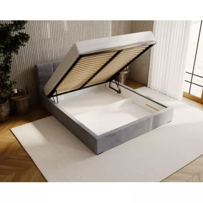 Kárpitozott ágy 140x200 NEUSA 2 tárolóhellyel - sötétszürke