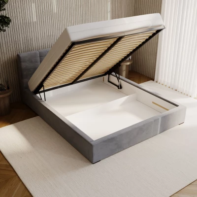 Kárpitozott ágy 160x200 NEUSA 2 tárolóhellyel - sötétszürke